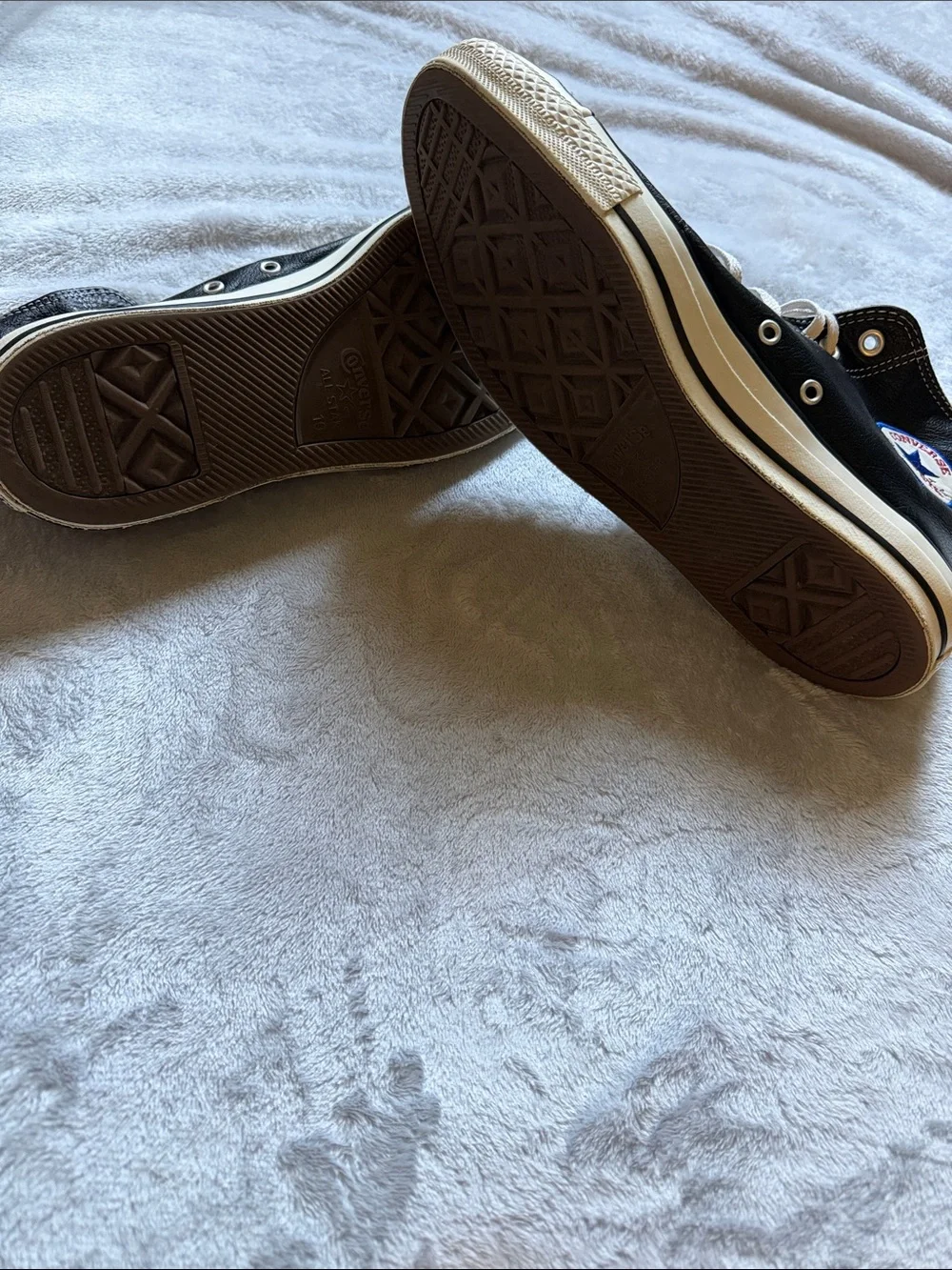 Converse Chuck Taylor All Star Leather High Top Black & White Sneakers - Picture 9 of 10